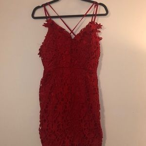 Red textured Mini Dress